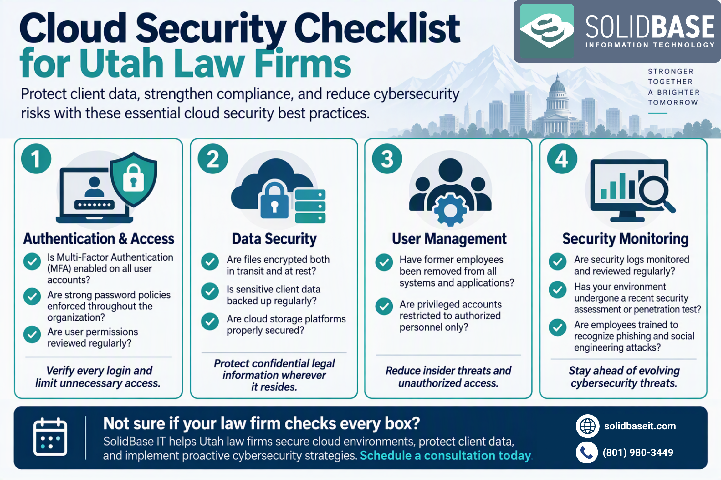 Cloud Security Checklist for Utah Law Firms Graphic with checklist